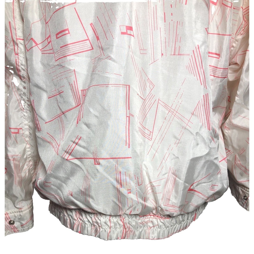 Vintage 80s 90s Adidas Trefoil Women's Coral White Geometric Tracksuit Set M - Picture 11 of 16